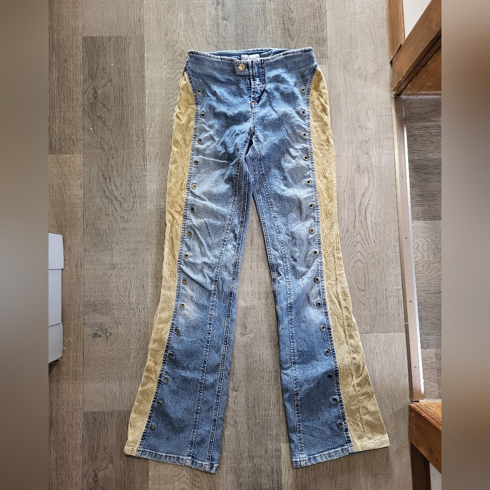 Santa Barbara Jeans, circa 2003, y2k era, size 1, denim and corduroy mixed